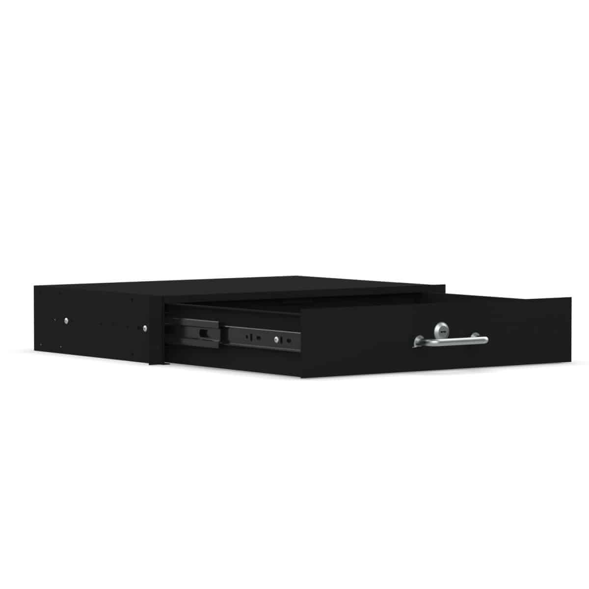 2U Mountable Rack Drawer With Key Lock, 330Mm Deep External, 22Kg Load, 1.5Mm Steel