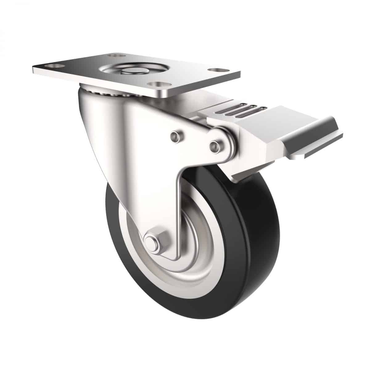 Carjet 4A-B 100X28Mm /4&Quot; Braked Polyurethane Swivel Castor