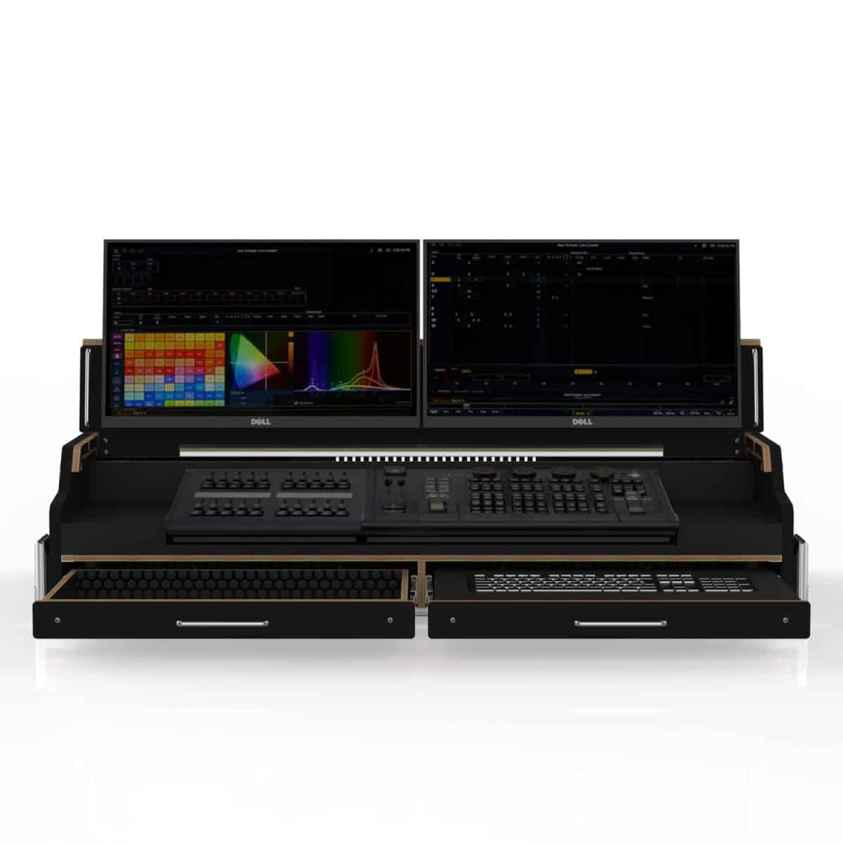 Lighting Console Road Case For Etc Ion Xe With Fader Wing, Led Ligth, Adjustable Monitor Stand For 2