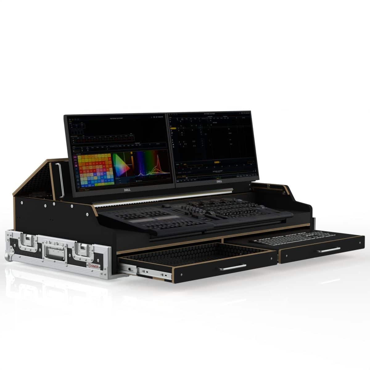 Lighting Console Road Case For Etc Ion Xe With Fader Wing, Led Ligth, Adjustable Monitor Stand For 2