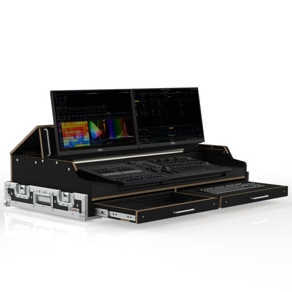 LIGHTING CONSOLE ROAD CASE FOR ETC ION XE WITH FADER WING, LED LIGTH, ADJUSTABLE MONITOR STAND FOR 2