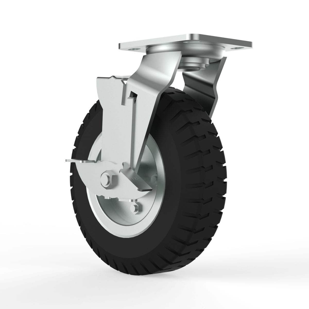 Nx Pneumatic P8 8&Quot; Swivel Castor 200Mm, Braked, 120Kg, 253Mm Installed Height