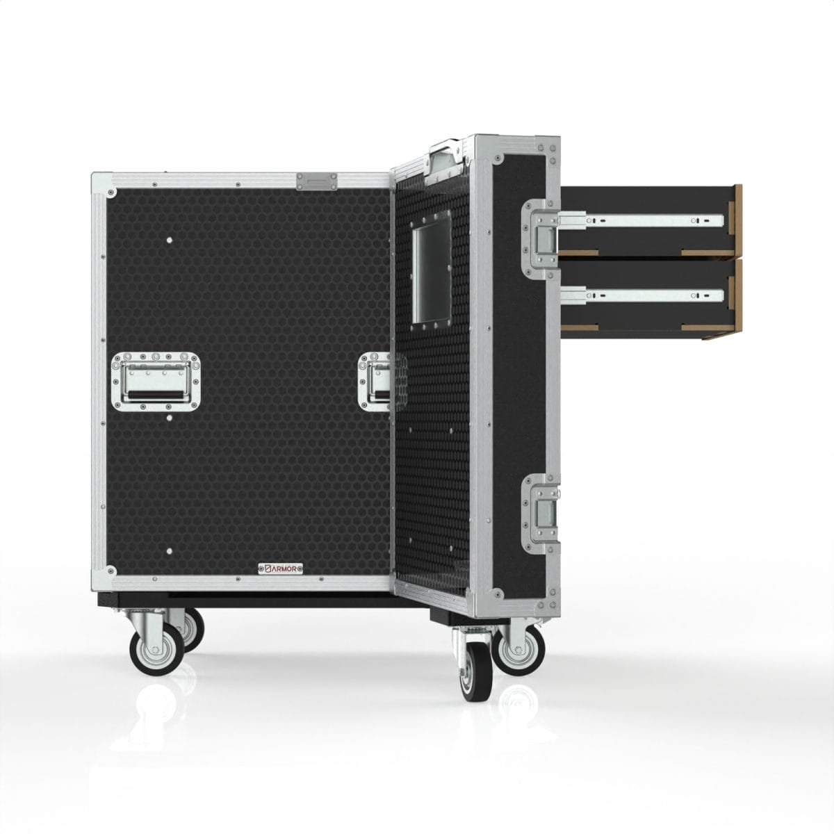 16Ru Drawer Case With Pockets In Front Hinged Lid, 2 Drawers 3Ru Sized, 2 Drawers 5Ru Sized