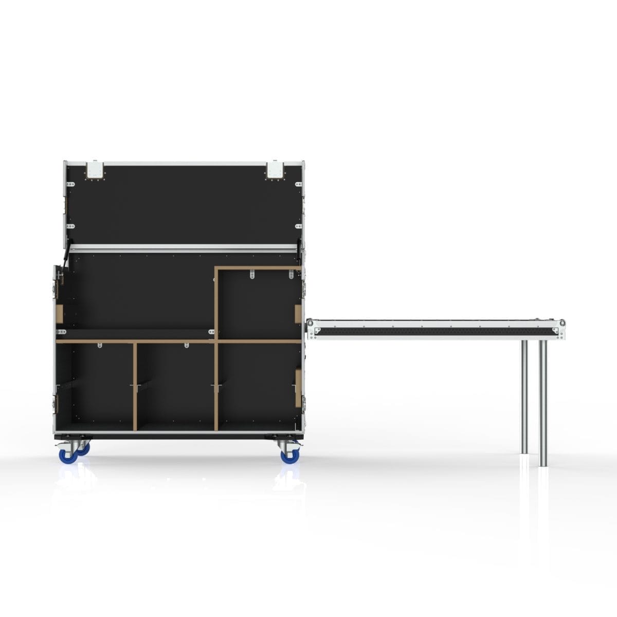 Compressor Workstation Case With Hinged Top Lid, Removable Front Lid With Legs
