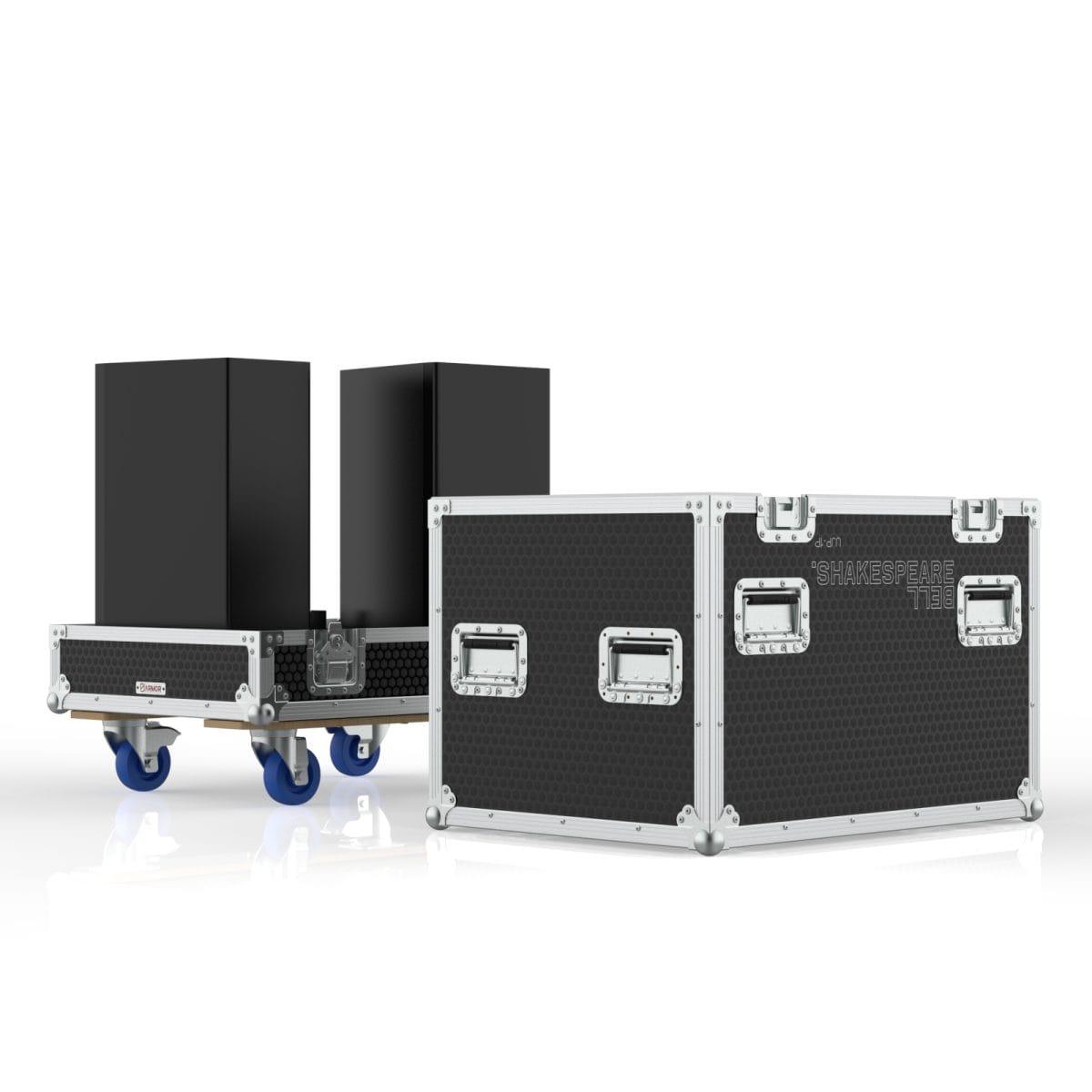 Speaker Case For Dual Meyer Upj-1P With K&Amp;M 2X 195-8 Adapters Spt. From Spk. Bs Engrav.