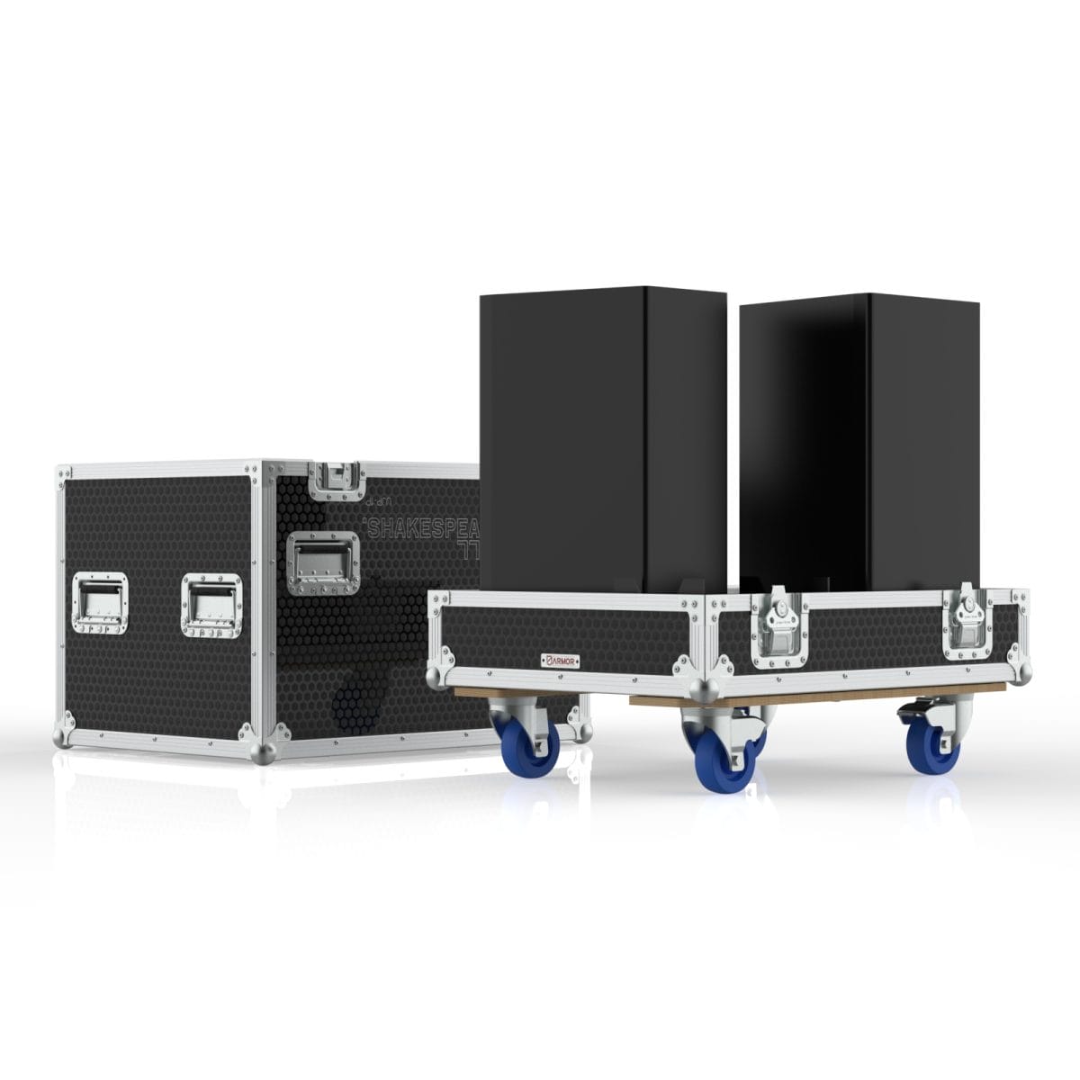 Speaker Case For Dual Meyer Upj-1P With K&Amp;M 2X 195-8 Adapters Spt. From Spk. Bs Engrav.