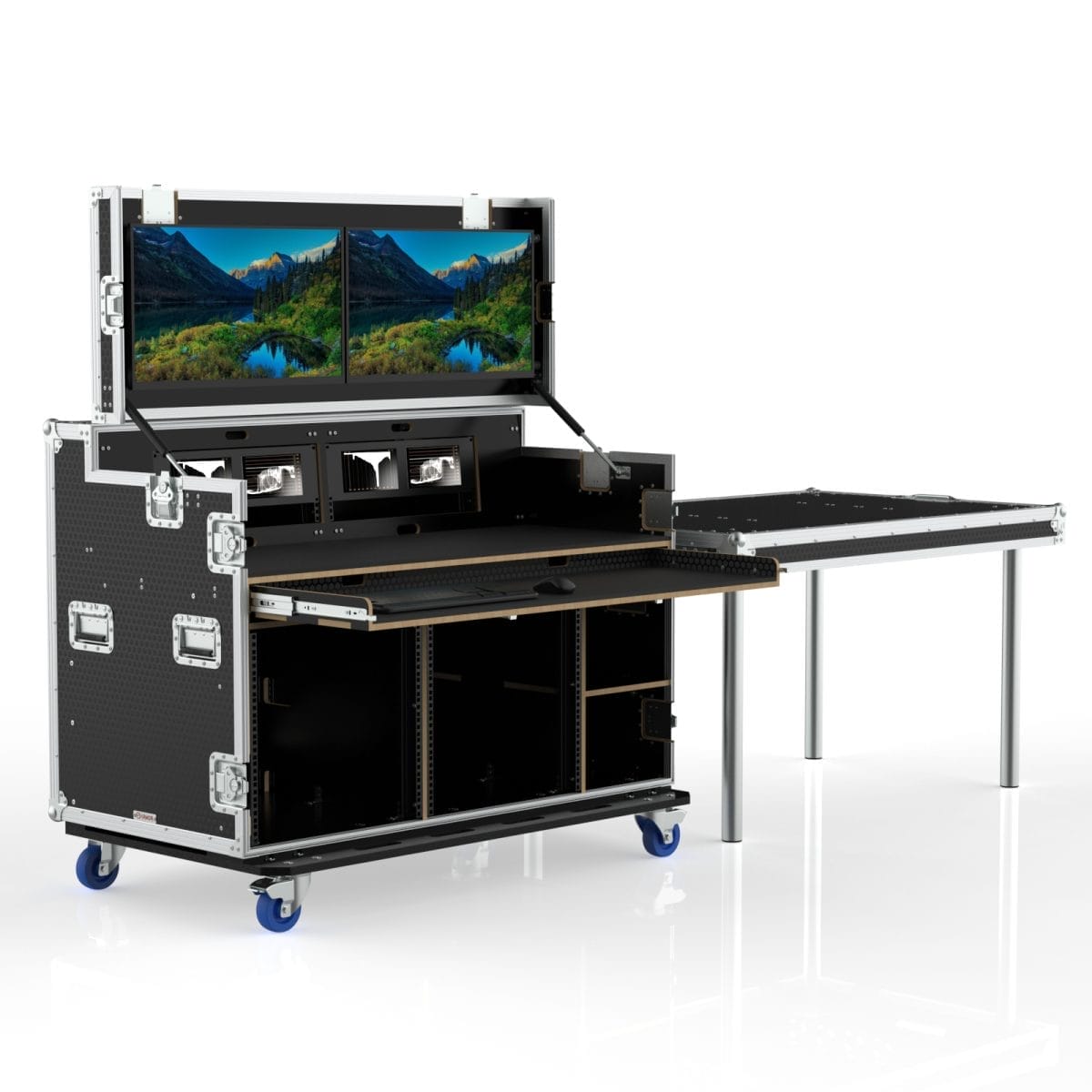 Workstation Case Fp2-S, With Vesa Mount For 2 Of 27&Quot; Monitors, 2 Standard Rack Bays