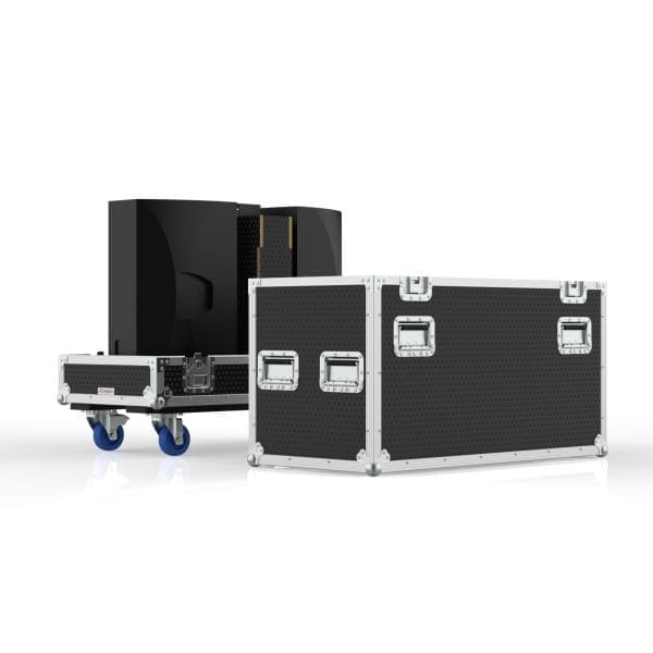 SPEAKER ROAD CASE FOR DUAL  D&B E12-D SPEAKERS WITH CENTER STORAGE COMPARTMENT