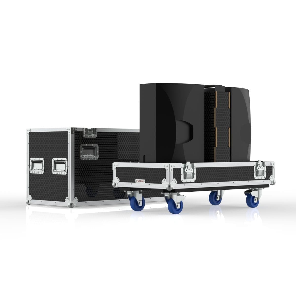 Speaker Road Case For Dual D&Amp;B E12-D Speakers With Center Storage Compartment