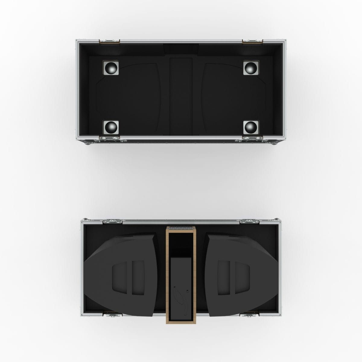 Speaker Road Case For Dual D&Amp;B E12-D Speakers With Center Storage Compartment