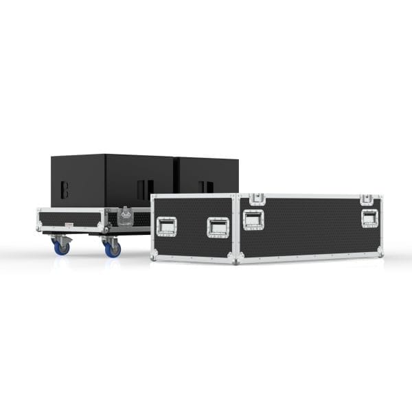 SPEAKER ROAD CASE FOR DUAL  D&B E15X-SUB SPEAKERS WITH CENTER STORAGE COMPARTMENT