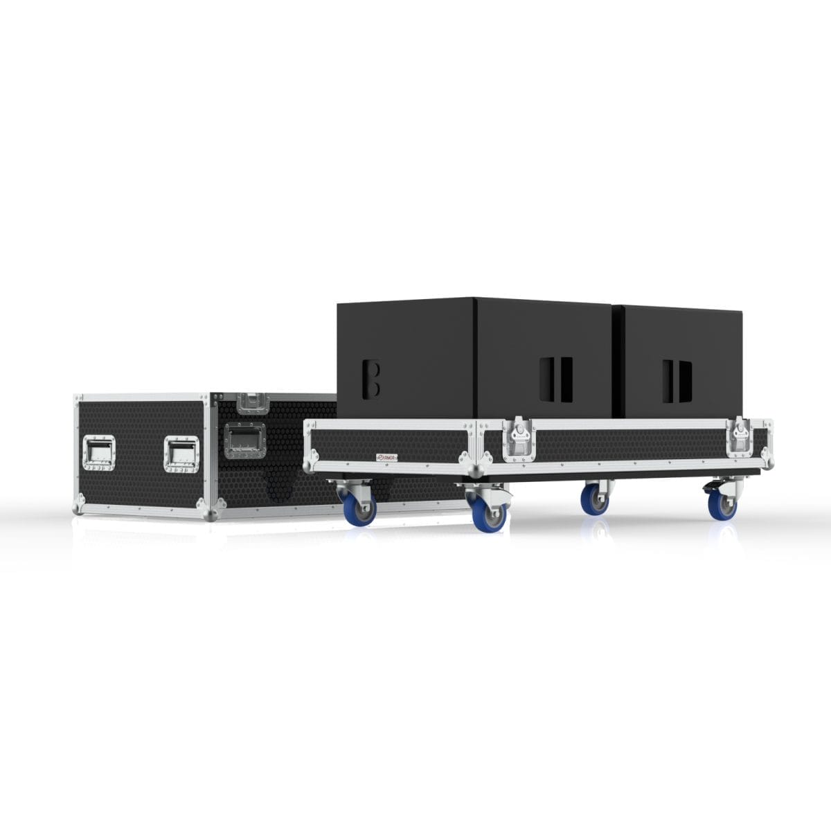 Speaker Road Case For Dual D&Amp;B E15X-Sub Speakers With Center Storage Compartment