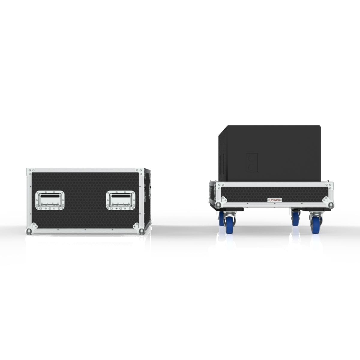 Speaker Road Case For Dual D&Amp;B E15X-Sub Speakers With Center Storage Compartment