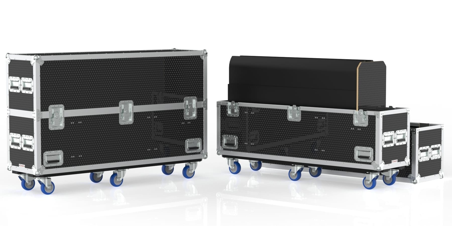 Road case for 2x SONY 55in KDX80L smart TV screens
