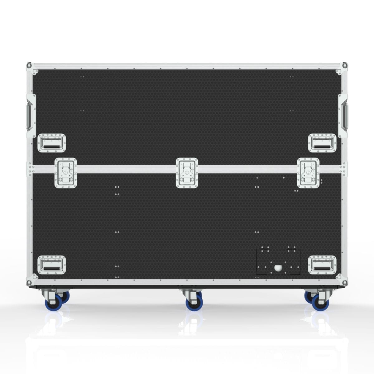 A Black And White Case With Blue Wheels