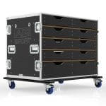UTILITY DRAWER CASE WITH 5 DRAWERS FOAM LINED, FRONT AND REAR LID REMOVABLE WITH REMOVABLE LEGS