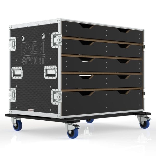 UTILITY DRAWER CASE WITH 5 DRAWERS FOAM LINED, FRONT AND REAR LID REMOVABLE WITH REMOVABLE LEGS