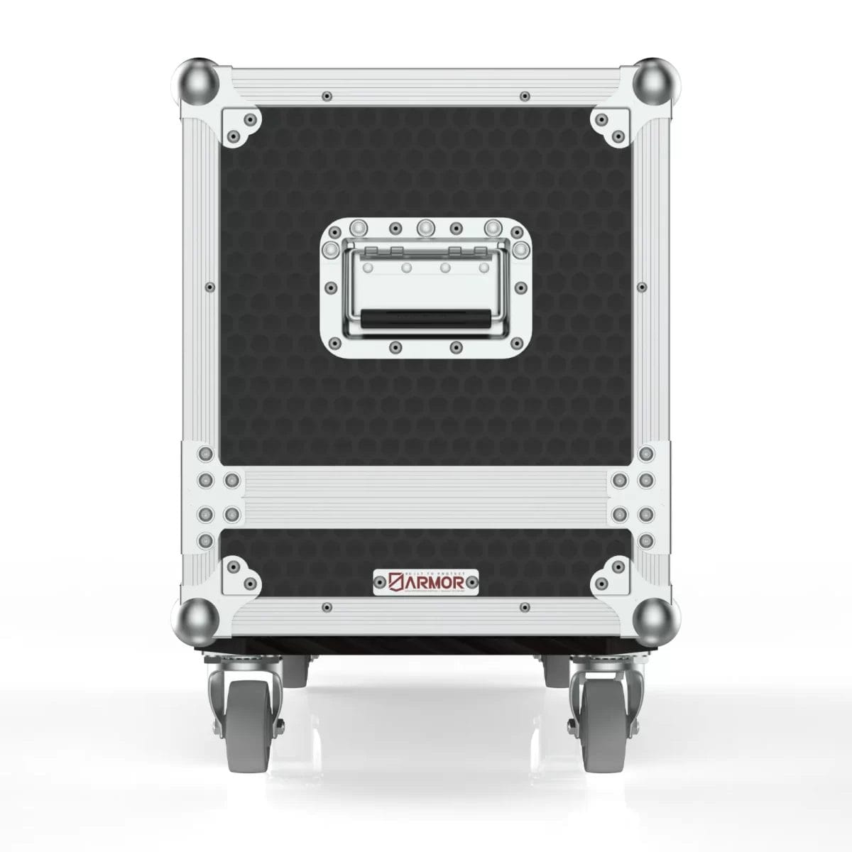 Front-facing view of Armor’s Marshall JVM410H amp case showing recessed handles and rugged birch plywood exterior