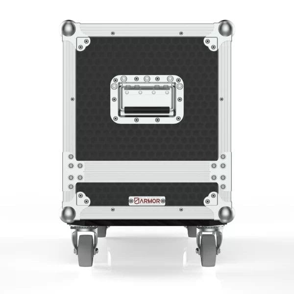Front-facing view of Armor’s Marshall JVM410H amp case showing recessed handles and rugged birch plywood exterior