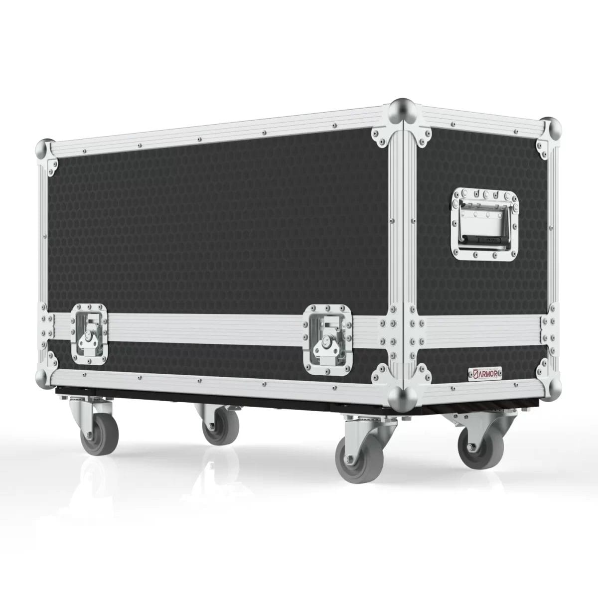Isometric view of closed Marshall JVM410H amp case showing full exterior, reinforced edges, and compact touring design